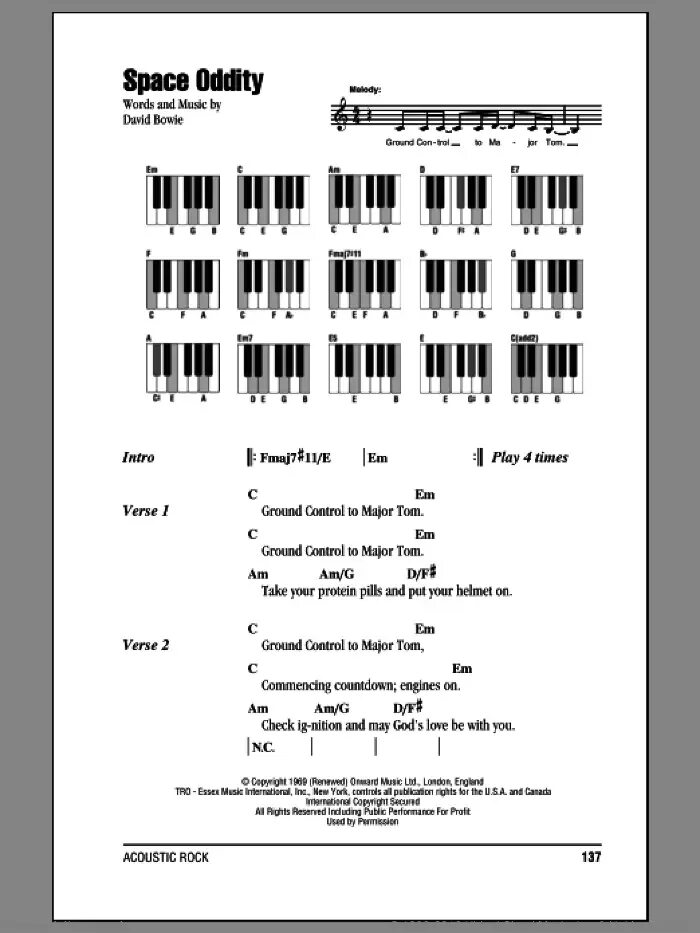 Космос аккорды три дня. Дэвид Боуи Space Oddity Ноты. Space Oddity David Bowie Ноты для фортепиано. Спейс аккорды. Space Oddity аккорды.