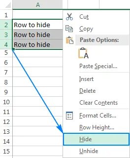 Row hidden