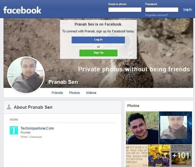 Facebook profile viewer. Without login