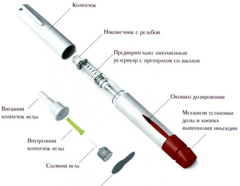 Конструкция инсулиновой шприц-ручки. Строение шприц ручки инсулина. Устройство инсулиновой шприц ручки. Строение шприца для инсулина.