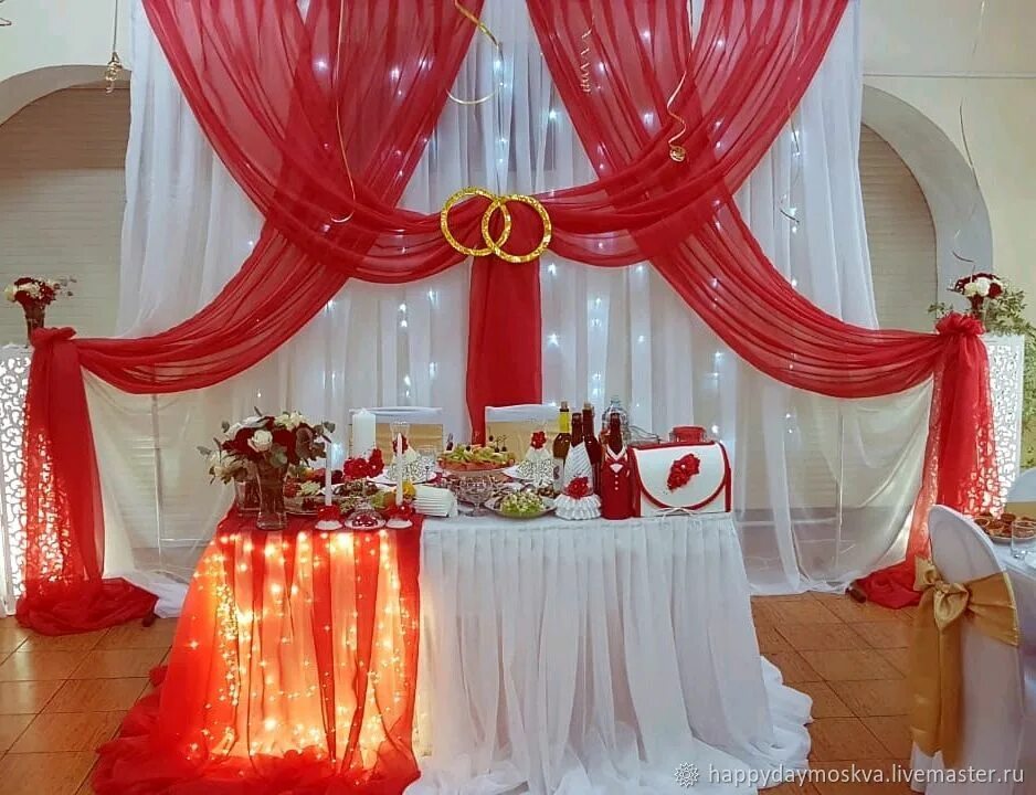 Украшение зала красный. Украшение зала на свадьбу красно белое. Украшение зала. Украшение свадебного зала. Украшение зала тканью.