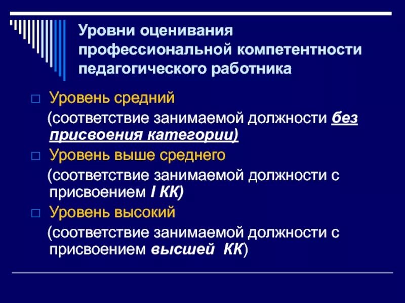 Показатель оценивания по профессиональной компетенции. Средний уровень профессиональной компетентности педагога. Компетентность занимаемой должности.