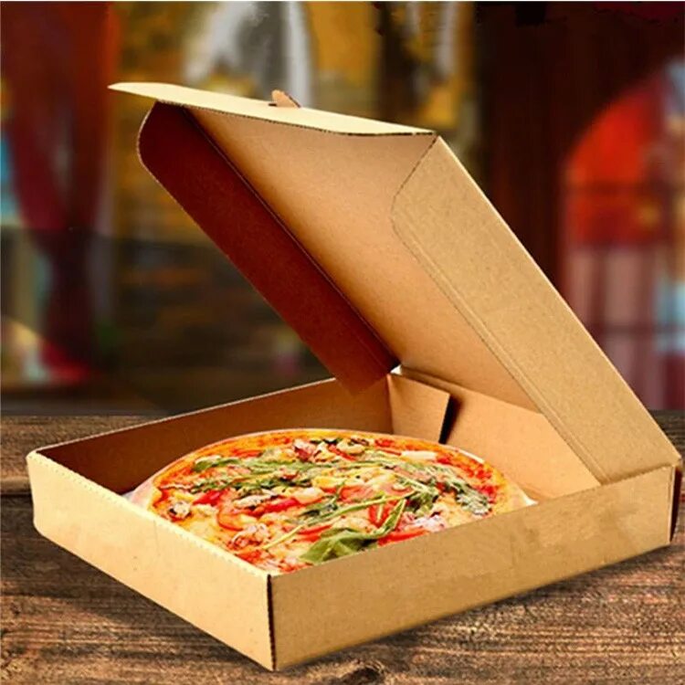 Пакет для пиццы. Картонная упаковка пиццы. Бумажная еда. Коробка для еды.