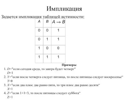 Стрелочка в таблице истинности