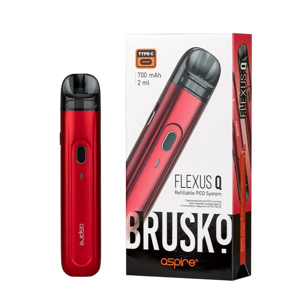 Испаритель brusko Flexus. Бруско Flexus. ЭС brusko Flexus q, 700 Mah. ЭС brusko Flexus q, 700 Mah, красный.