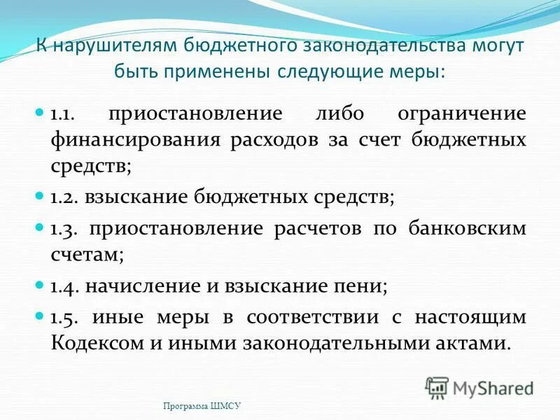 Взыскание с бюджетных учреждений. Меры применяемые к нарушителям бюджетного законодательства. Нарушитель бюджетного законодательства. Использование госбюджета.