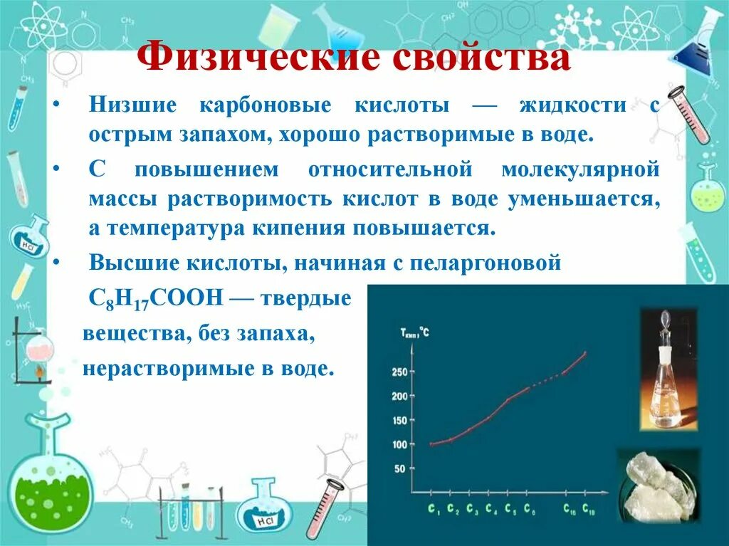 Кипение уксусной кислоты. Физические и химические свойства карбоновых кислот. Физические свойства карбоновых кислот. Физические св ва карбоновых кислот. Физические свойства кислот.