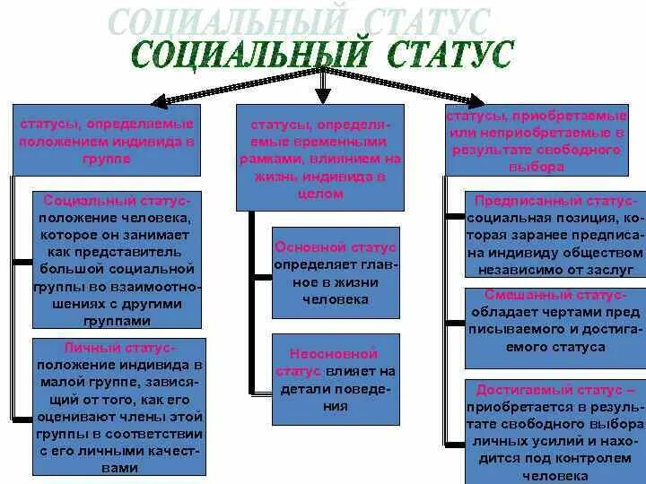 2 социальных статуса примеры Что подразумевается под социальным