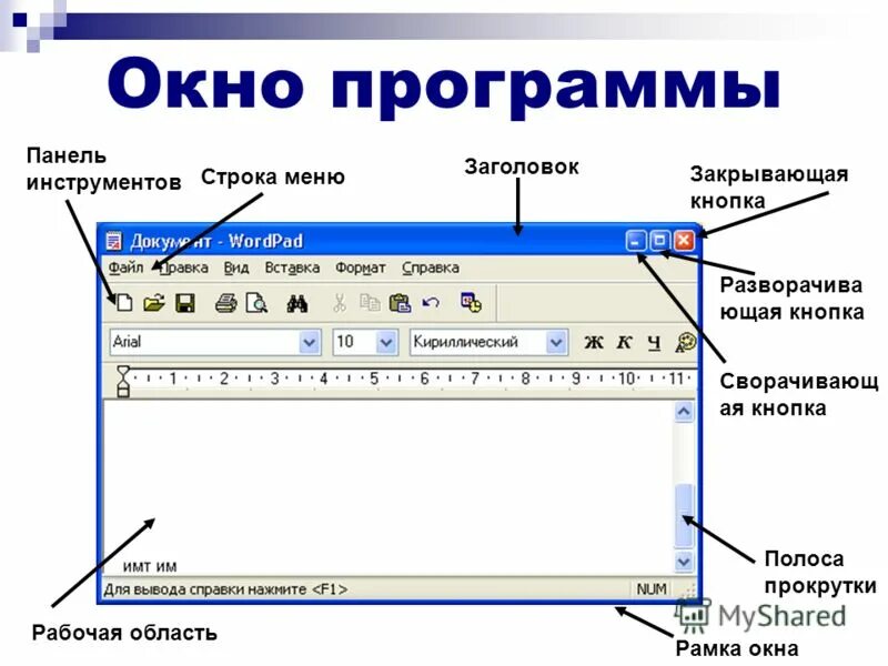 Открыть панель меню. Название элементов окна программы. Панель инструментов. Элементы окна приложения. Панель инструментов окна.