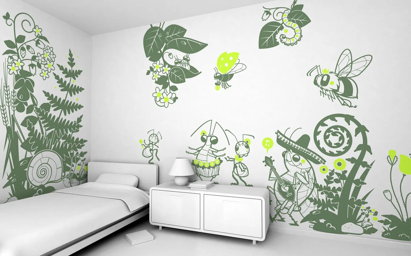 Наклейки на обои. Наклейки на обои декор стен. Обои рисунок. Наклейки на обои в детскую комнату. Рисунок на зеленой стене.