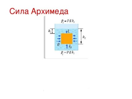 Причина возникновения силы архимеда
