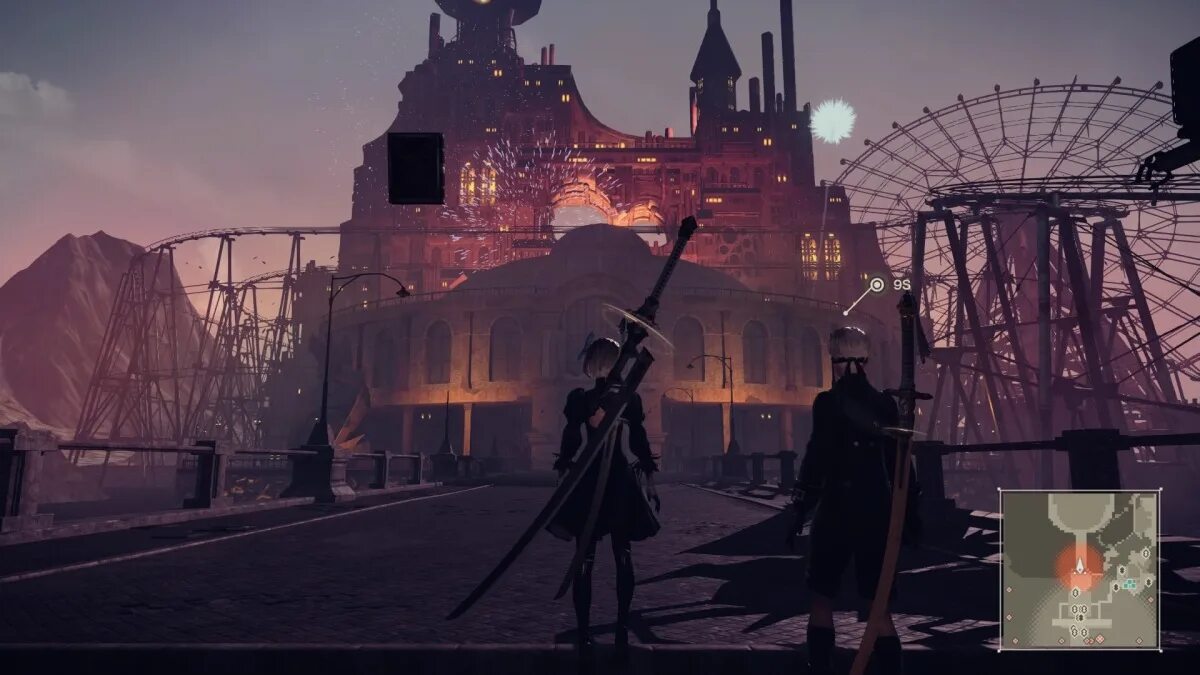 2b NIER. NIER Automata Graveyard. NIER Automata город. NIER Automata фестиваль.