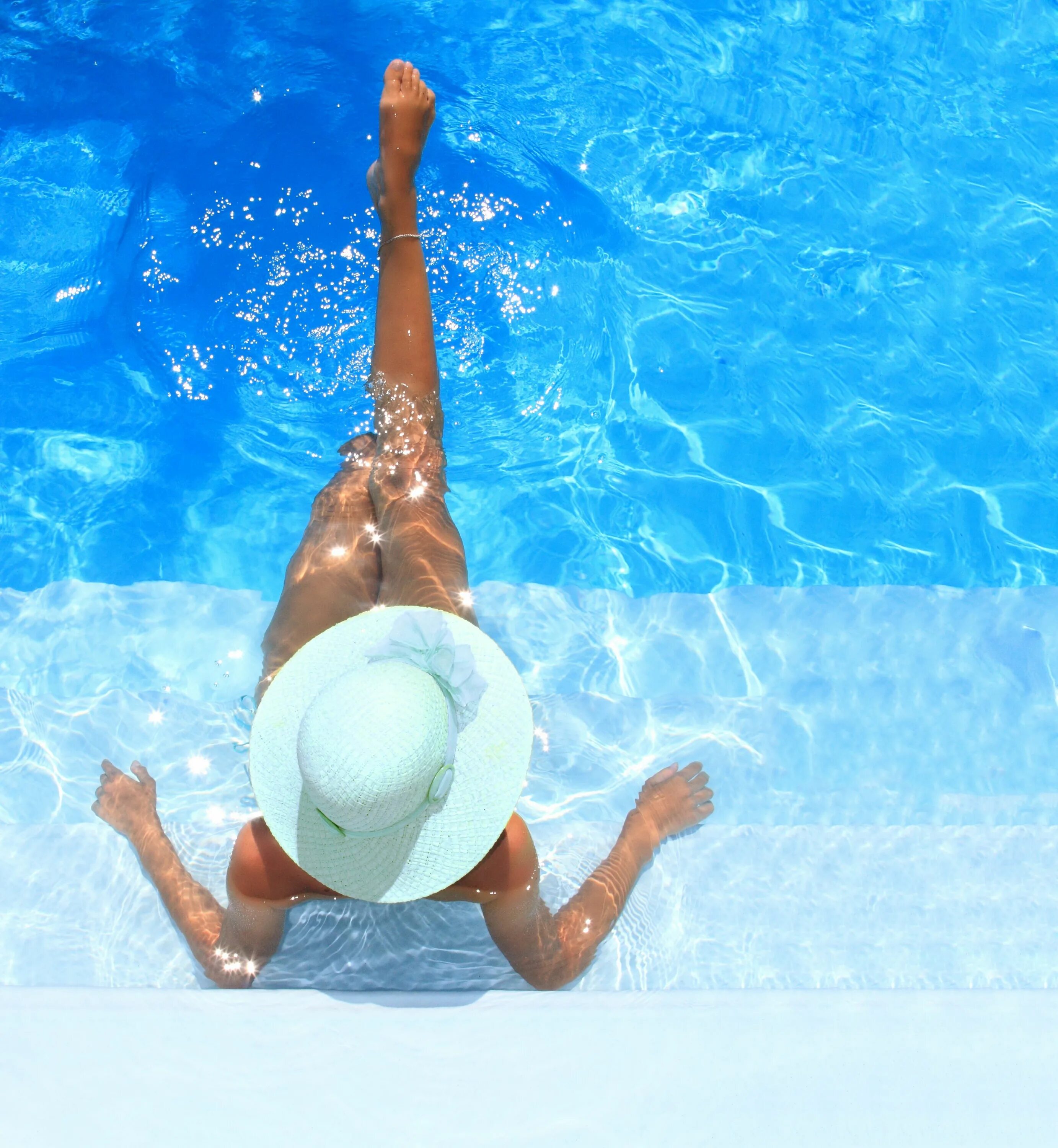 Near the swimming pool