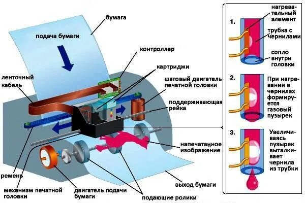 Виды бумаги для струйного принтера. Схема устройства струйного принтера. Схема из чего состоит принтер. Принцип работы печатающей головки струйного принтера. Принцип работы струйного принтера схема.