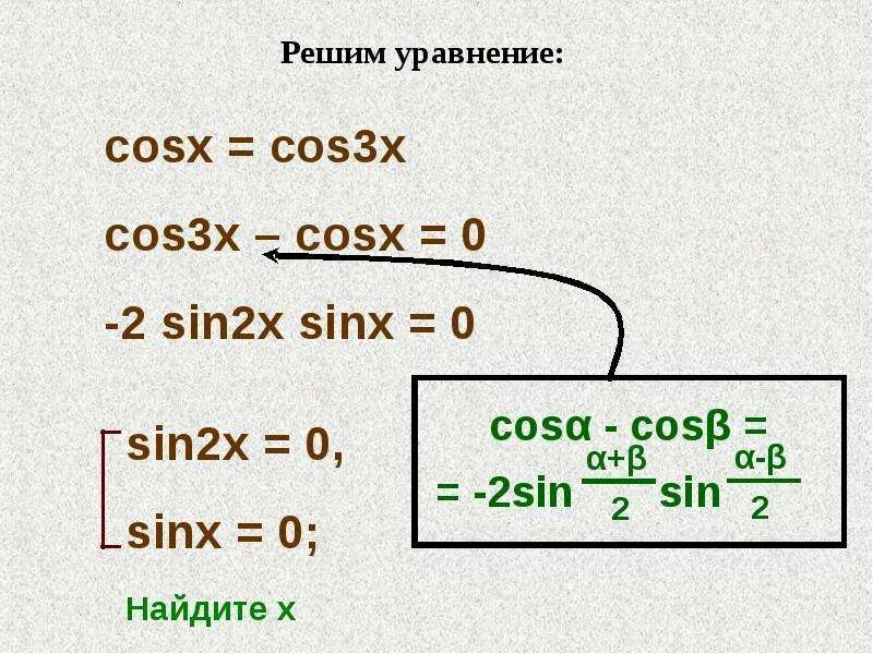 Sin cosx. Решение уравнений cos x a. Решение уравнений с cos. Решение уравнения cos3x=0. Уравнения с sin и cos