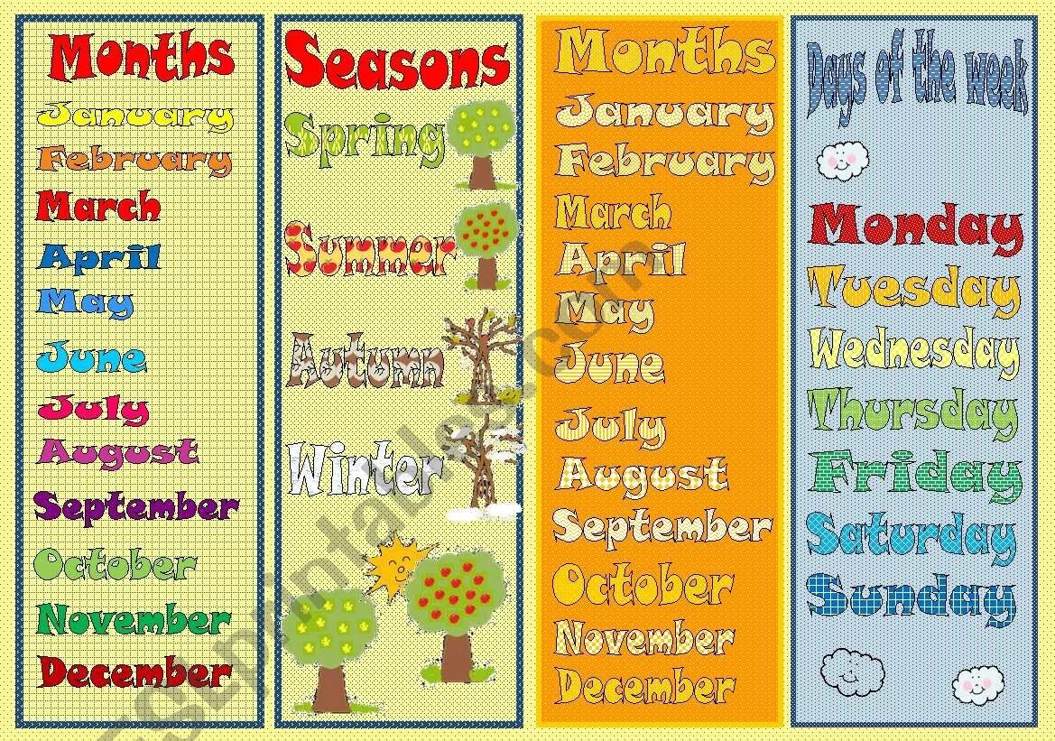 Days of the week months. Days of the week and months. Seasons months weather. Ьщтеры вфны ща еру цуул. Месяца на английском.