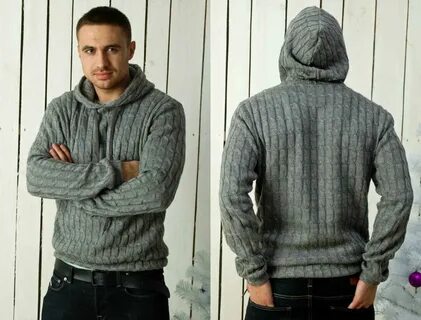 Вязаный свитер с капюшоном мужской