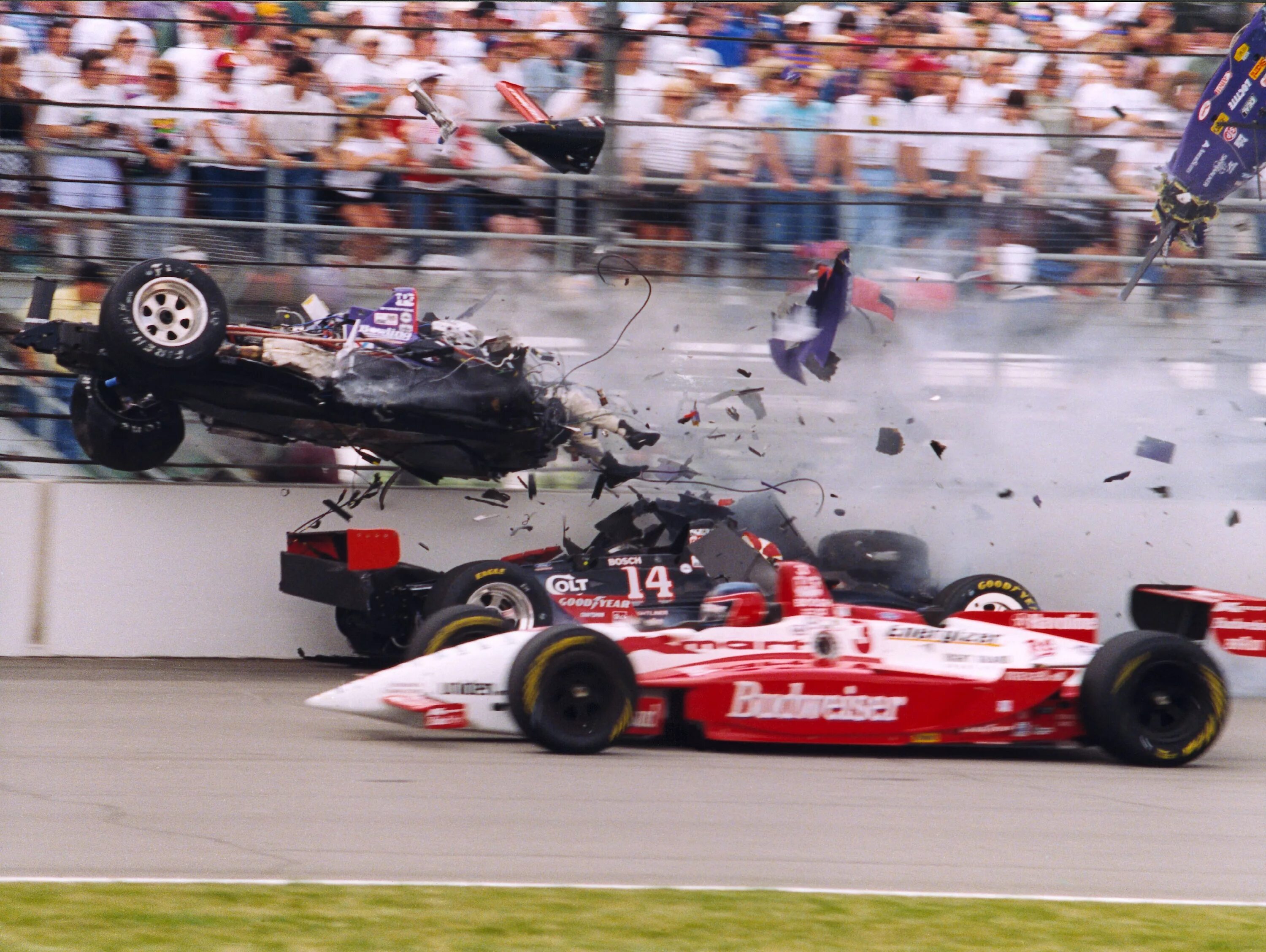 Индикар 1996. Индикар 1990. Jeff Krosnoff crash.