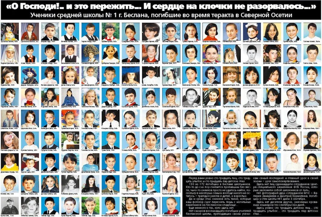 Дети Беслана 1 сентября 2004. Список детей погибших в Беслане. Сколько человек в 1 школе