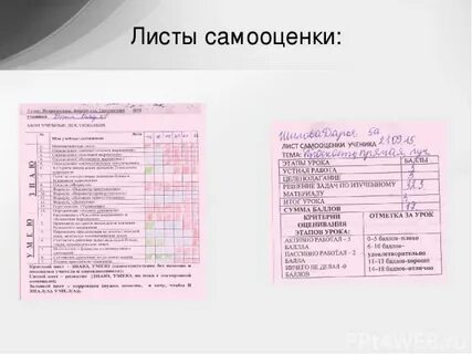 Лист самооценки заполненный