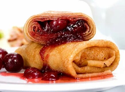 Блины с вишней и сметанным кремом - 82 photo