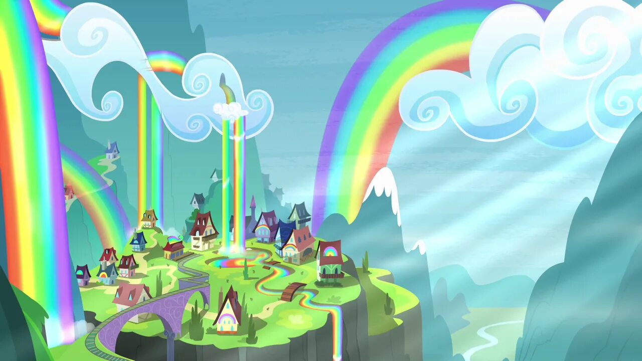 МЛП радужные водопады. Радужный водопад МЛП. My little Pony Понивилль. Дом Рейнбоу Дэш.