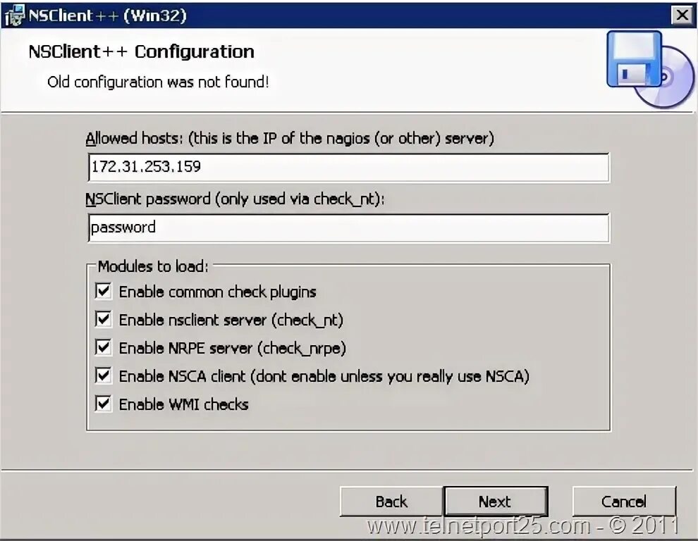 Host windows server. Установить logcheck.. allowed_hosts =. nsclient++ 0.5.2.35.