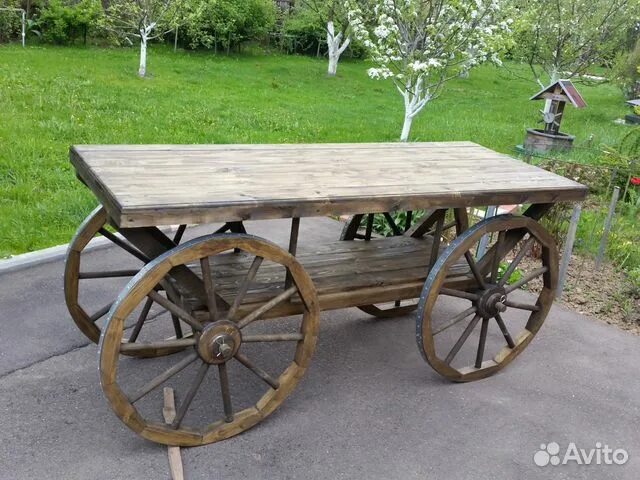 Тележки декоративные для сада: Деревянная тележка - клумба D1209