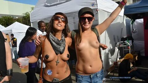 Slideshow street fair topless flash those boobs.