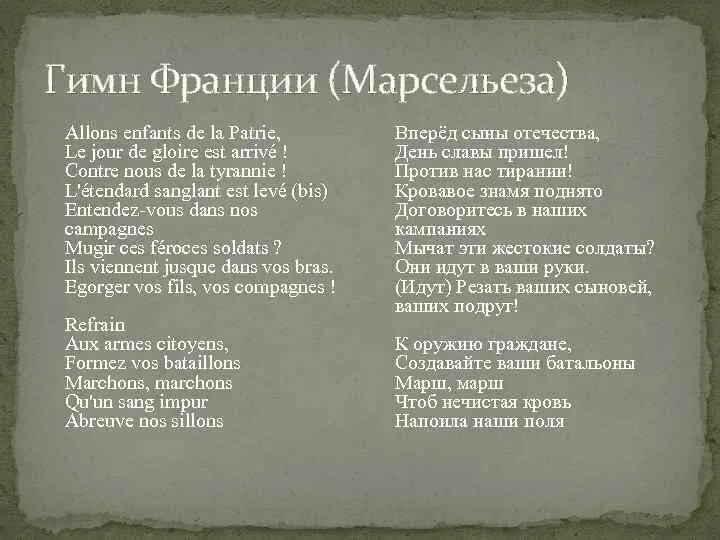 Песнь революции текст. Слова гимна Франции на русском языке. Гимн Франции текст на французском. Гимн французской революции. Марсельеза текст.