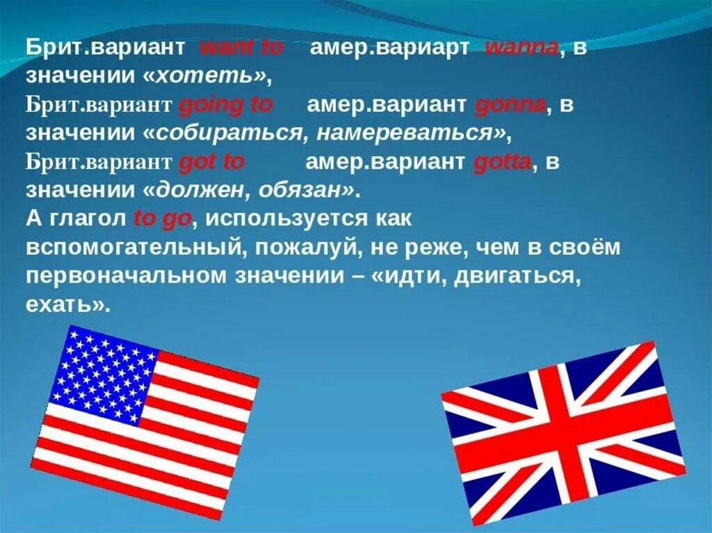 Сколько вариантов английского языка. Разница американского и британского. Американский и британский варианты английского языка. Различия между американским и британским английским. Американский и английский язык различия.