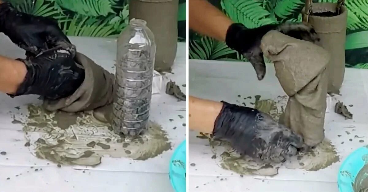 Кашпо из бутылок. Пластиковые формы для бетона. Пластиковые бутылки и цемент. Горшки из пластиковых бутылок и цемента. Пластиковые бутылки и цемент.