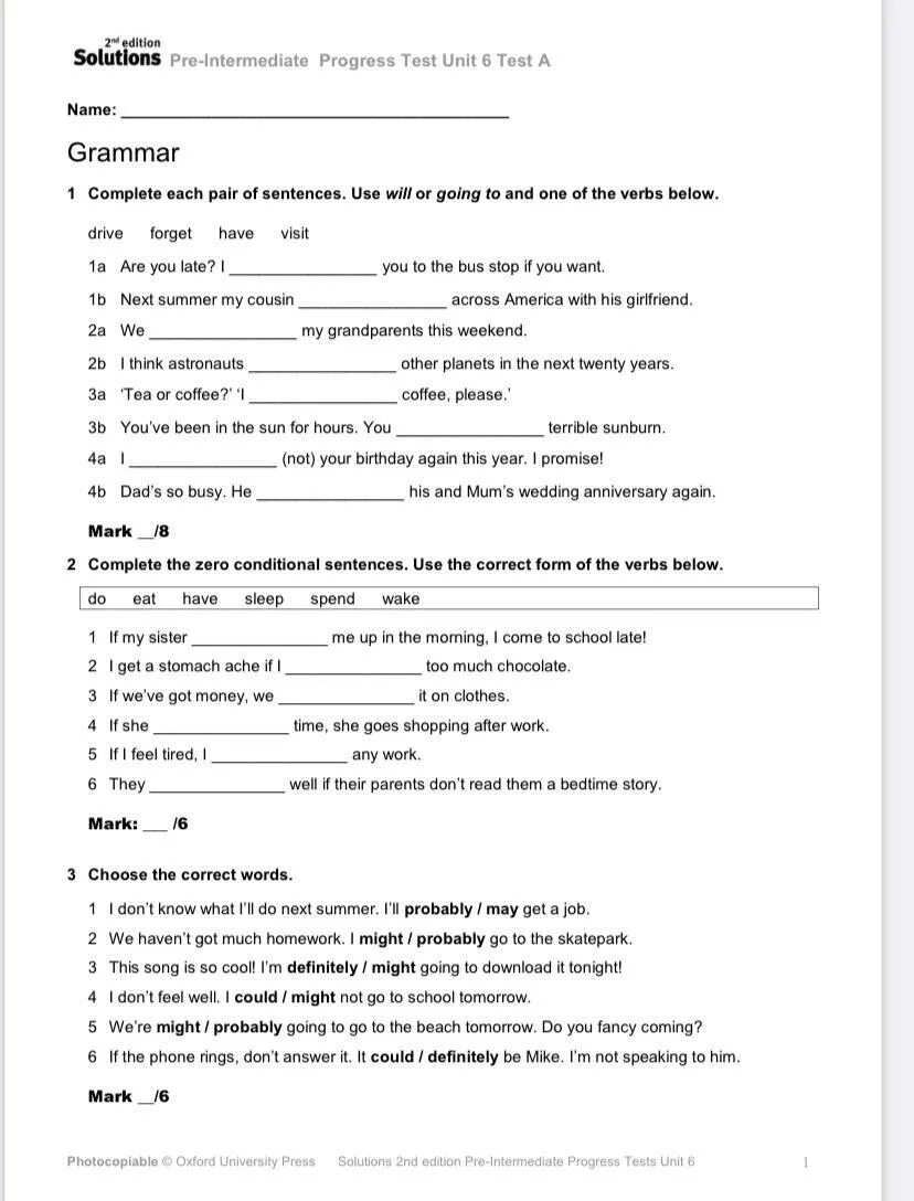 Intermediate progress test keys. Intermediate progress test keys