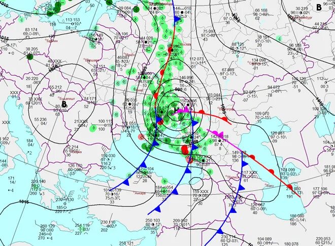 Карты приземного анализа. Синоптическая карта. Метеорологическая карта. Погодный циклон на карте. Факсимильные синоптические карты.