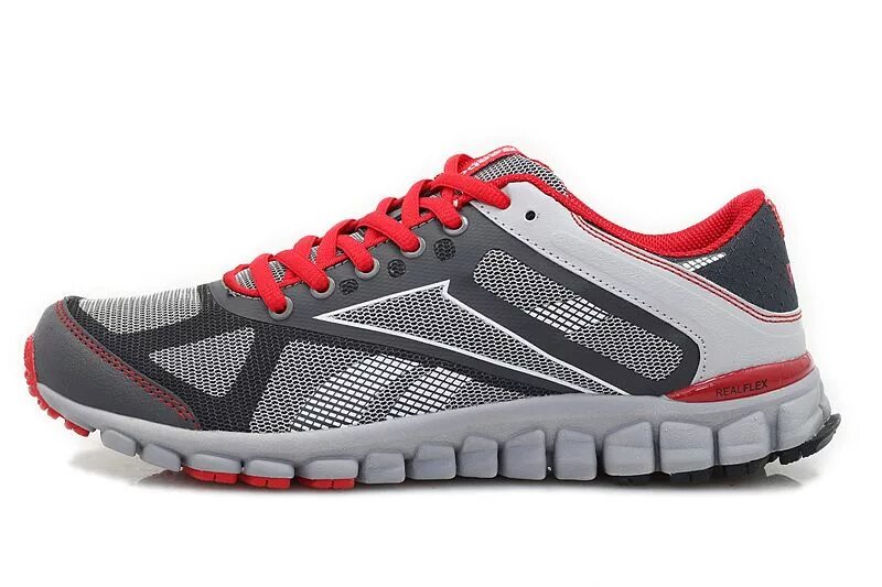 Кроссовки reebok run. Reebok 1218. Reebok Grey Red Sneakers. Reebok Realflex серо красный. Кроссовки Reebok для бега серые Realflex.