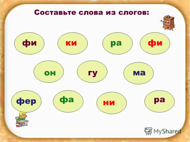 Составь слово из первых слогов