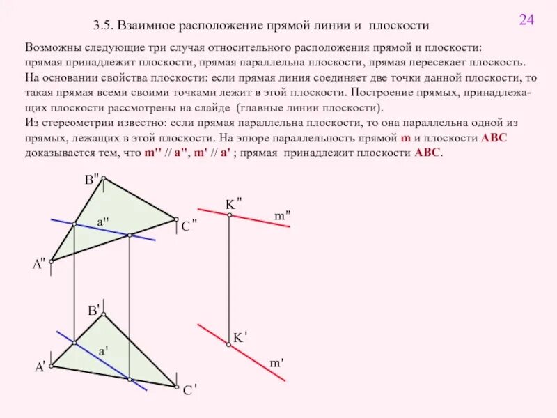 Расположение прямых линий. Взаимное положение прямой и плоскости на эпюре. Взаимное положение прямой линии и плоскости. Взаимное расположение линий на плоскости. Взаимное положение прямых Начертательная геометрия.