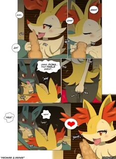 winick-lim, braixen, lucario, nintendo, comic, highres, animal genitalia, a...