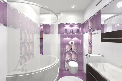 Ванные комнаты в фиолетовых тонах (37 фото) .