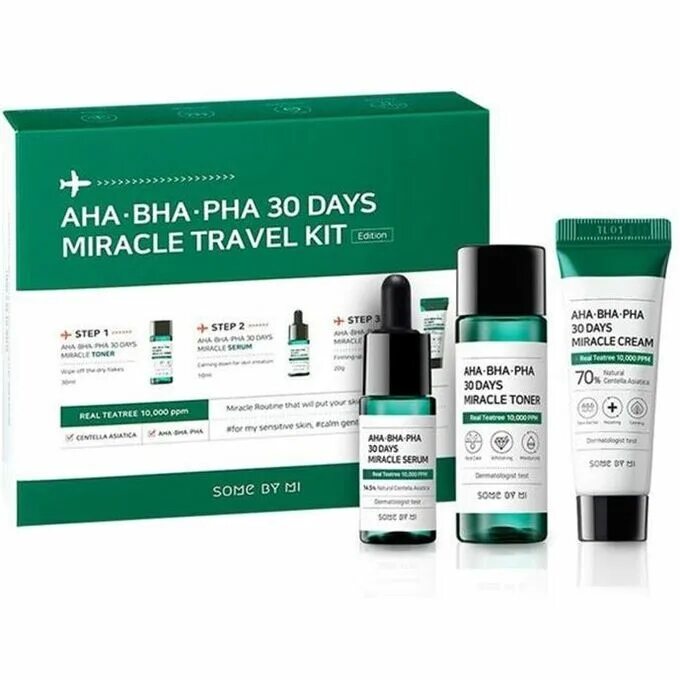 Средства проблемной кожи отзывы. Набор aha bha pha 30 days miracle travel kit 3. набор для проблемной кожи с кислотами some by mi aha-bha-pha 30. набор для проблемной кожи — aha-bha-pha 30 days miracle starter. набор для проблемной кожи aha bha pha 30days miracle.