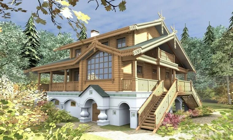 Проекты домов в стиле русского терема Русские деревянные дома