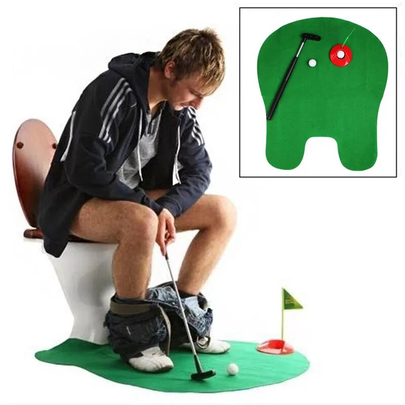 Гольф для туалета Potty Putter. Игрушки для мужчин. Необычные игрушки для мужчин. Игра "гольф в туалете".