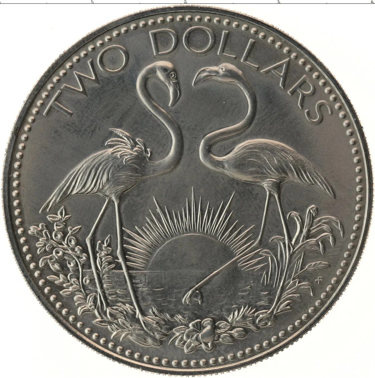 Two coins. Багамы 1 доллар 1966 серебро. 2 Долла Фламинго монета серебро. Кайман 2 доллара 1974. Багамский доллар монеты.