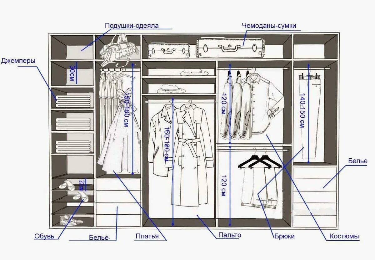 Гардеробная наполнение с размерами. Гардеробная комната планировка с размерами. Проекты наполнения шкафов купе. Эргономика шкафа купе.