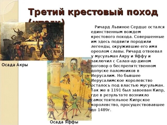 Результаты третьего крестового