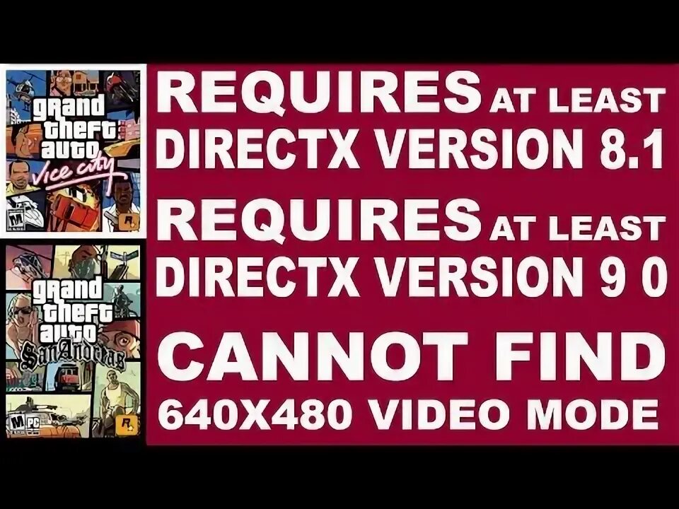Requires at least directx version 9.0. Grand theft auto sa requires at least directx version 9.0.