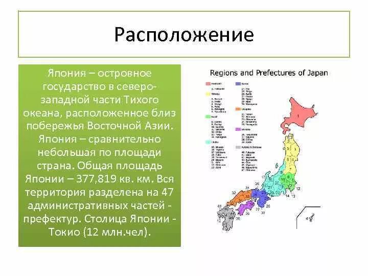 Какие особенности расположения японии Характеристика японии фото