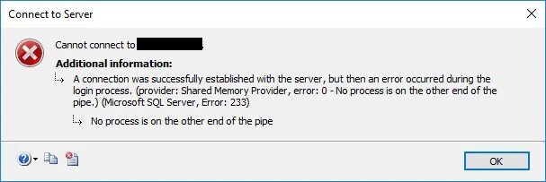 An error occurred during a connection. Server connection Error. Server Error occurred. SQL номер ошибки: 233. Cu 233 ошибка.