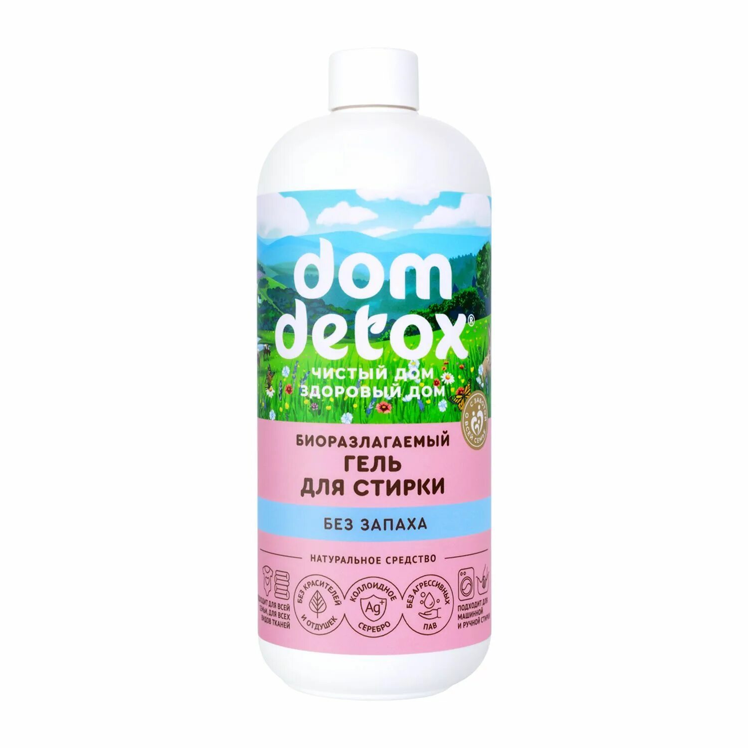 Гель для мытья посуды dom Detox свежесть мяты (500г). Биоразлагаемый гель для стирки. Жидкое мыло натуральное. Мыло без запаха.