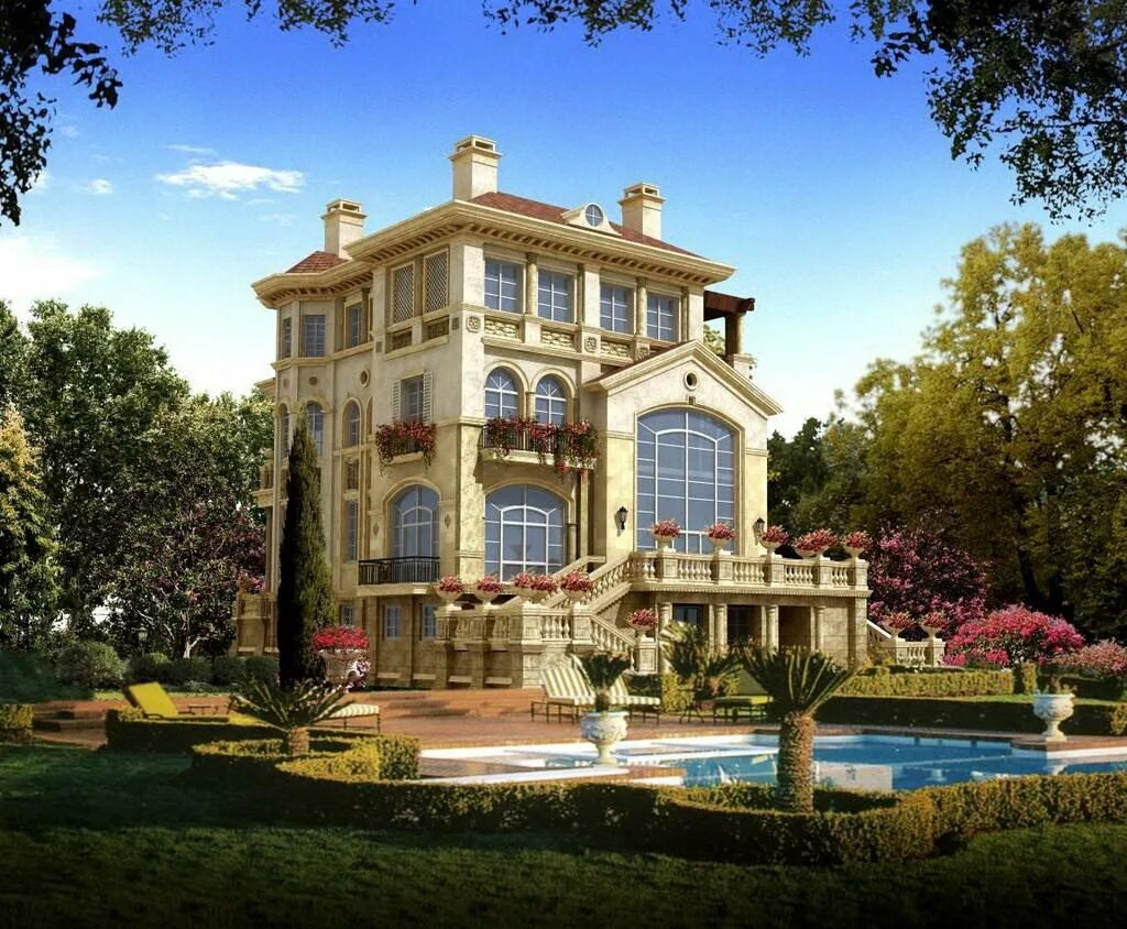 терраса с бассейном к дому. парадом г. уфа коттеджи. двухэтажный коттедж. усадьба романцево, коттеджный посёлок усадьба романцево.